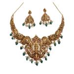Gold Plated Ruby Green Antique Jewellery Set