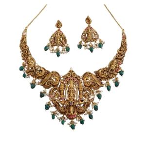 Gold Plated Ruby Green Antique Jewellery Set