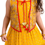 Mustard Yellow Floral Printed Ethnic Maxi Dress