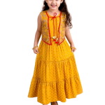 Mustard Yellow Floral Printed Ethnic Maxi Dress